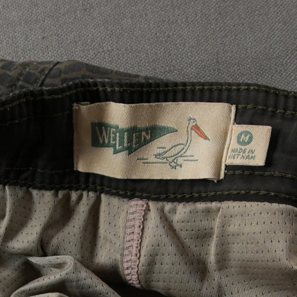 Wellen Pebble Stretch Men Swim Shorts Trunks M Green Lined Surf Vacation Travel